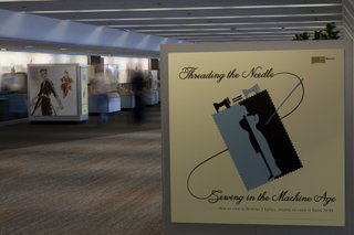Image: Installation view of "Threading the Needle: Sewing in the Machine Age"