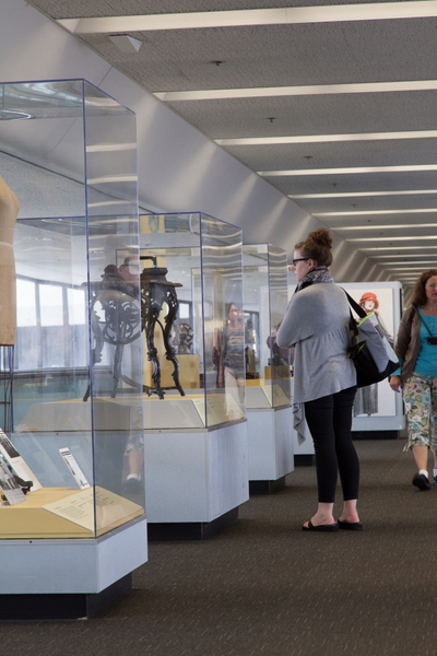 Image: Installation view of "Threading the Needle: Sewing in the Machine Age"