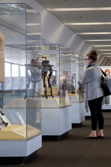 Image: Installation view of "Threading the Needle: Sewing in the Machine Age"