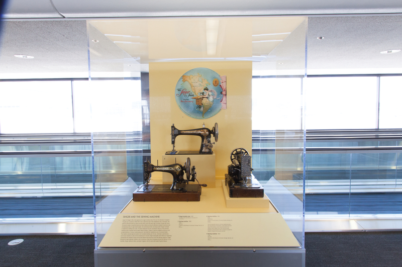 Image: Installation view of "Threading the Needle: Sewing in the Machine Age"