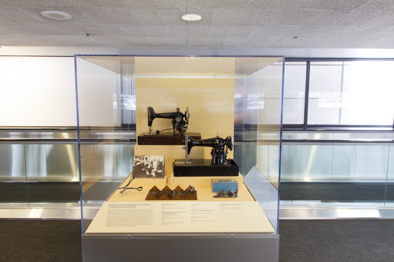 Image: Installation view of "Threading the Needle: Sewing in the Machine Age"