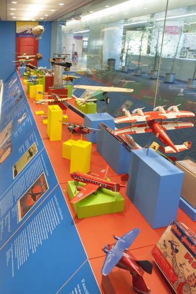 Image: Installation view of "Young Eyes on the Skies: The Golden Age of Aviation Toys"