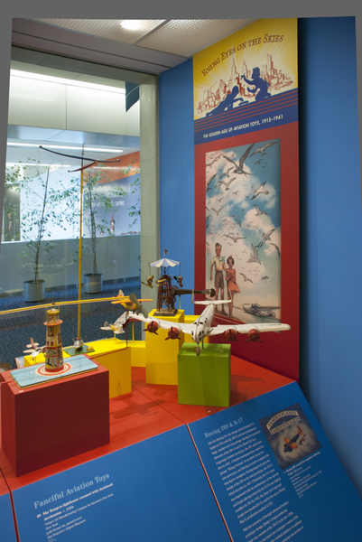 Image: Installation view of "Young Eyes on the Skies: The Golden Age of Aviation Toys"