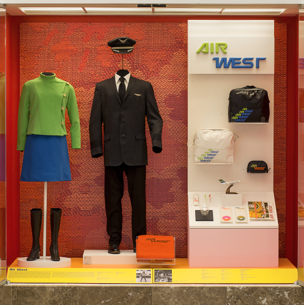 Image: Installation view of "Catch Our Style: California Regional Airlines"