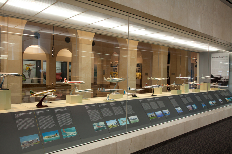 Image: Installation view of "Postwar Propliners in Miniature: Models from the Collection of Anthony J. Lawler"