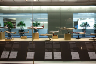 Image: Installation view of "Postwar Propliners in Miniature: Models from the Collection of Anthony J. Lawler"