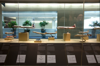 Image: Installation view of "Postwar Propliners in Miniature: Models from the Collection of Anthony J. Lawler"