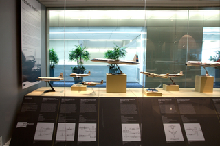 Image: Installation view of "Postwar Propliners in Miniature: Models from the Collection of Anthony J. Lawler"