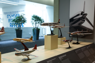 Image: Installation view of "Postwar Propliners in Miniature: Models from the Collection of Anthony J. Lawler"