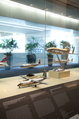 Image: Installation view of "Postwar Propliners in Miniature: Models from the Collection of Anthony J. Lawler"