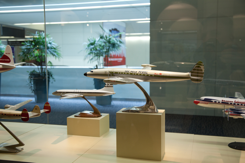Image: Installation view of "Postwar Propliners in Miniature: Models from the Collection of Anthony J. Lawler"