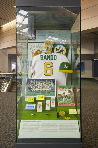 Image: Installation view of "Baseball by the Bay: San Francisco, Oakland, and the National Pastime"