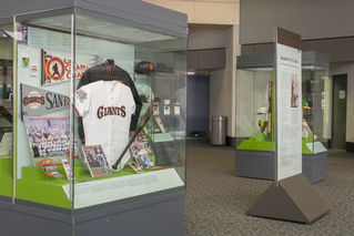 Image: Installation view of "Baseball by the Bay: San Francisco, Oakland, and the National Pastime"