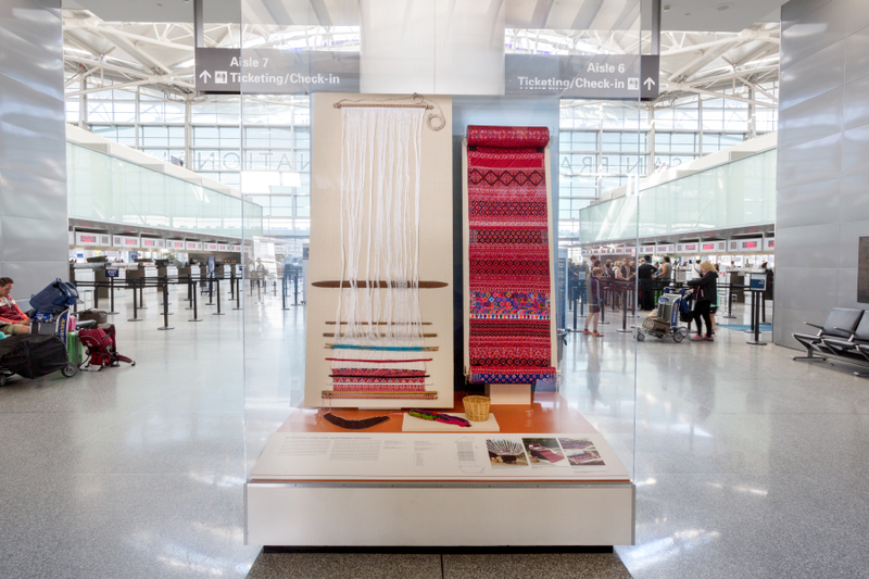 Image: Installation view of "Empowering Threads: Textiles of Jolom Mayaetik"