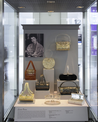 Image: Installation view of "Essential Style: Antique and Vintage Handbags"