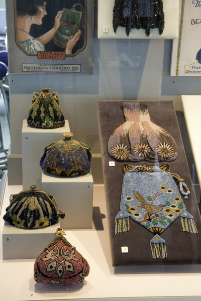 Image: Installation view of "Essential Style: Antique and Vintage Handbags"