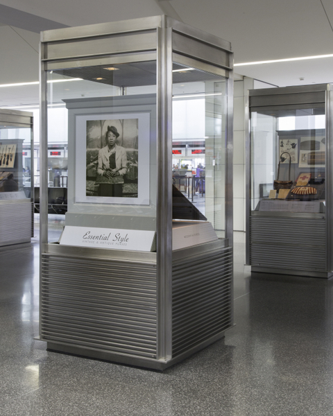 Image: Installation view of "Essential Style: Antique and Vintage Handbags"