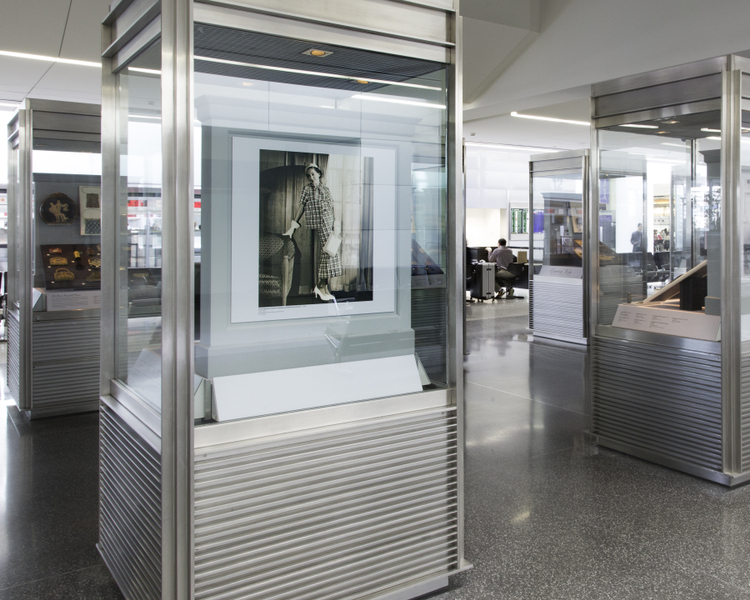 Image: Installation view of "Essential Style: Antique and Vintage Handbags"