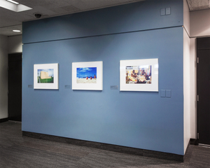 Image: Installation view of "Jeff Devine: 1970s Surf Photography"
