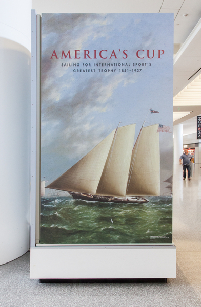 Image: Installation view of "America’s Cup, Sailing for International Sport’s Greatest Trophy 1851-1937"