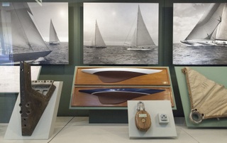 Image: Installation view of "America’s Cup, Sailing for International Sport’s Greatest Trophy 1851-1937"
