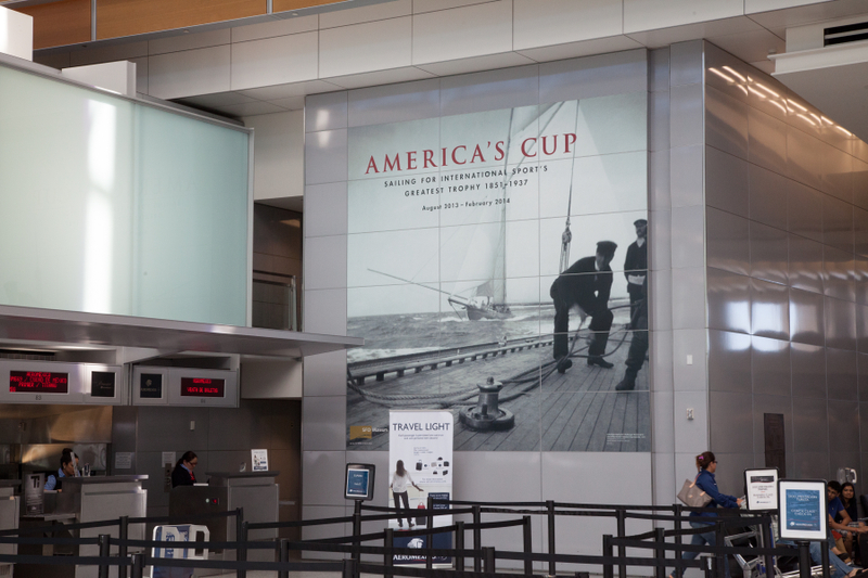 Image: Installation view of "America’s Cup, Sailing for International Sport’s Greatest Trophy 1851-1937"