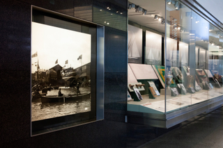 Image: Installation view of "America’s Cup, Sailing for International Sport’s Greatest Trophy 1851-1937"