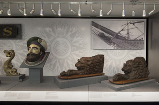 Image: Installation view of "From Ship to Shore: Nautical Arts from the San Francisco Maritime National Historic Park"