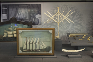 Image: Installation view of "From Ship to Shore: Nautical Arts from the San Francisco Maritime National Historic Park"