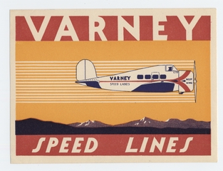 luggage label: Varney Speed Lines