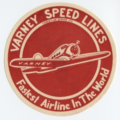 Image: luggage label: Varney Speed Lines