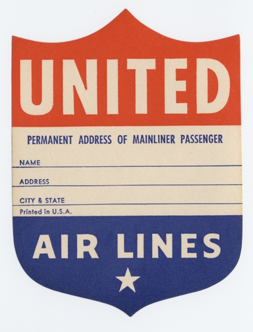 Luggage identification label: United Air Lines
