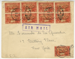 Image: airmail flight cover: Pan American Airways, Eastbound from Manila to New York via Philippine Clipper, December 16, 1935