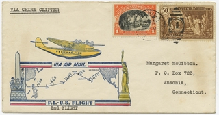 Image: airmail flight cover: Pan American Airways, Eastbound from Manila to San Francisco, March 3-9, 1936