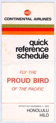 Image: timetable: Continental Airlines, quick reference Honolulu / Hilo
