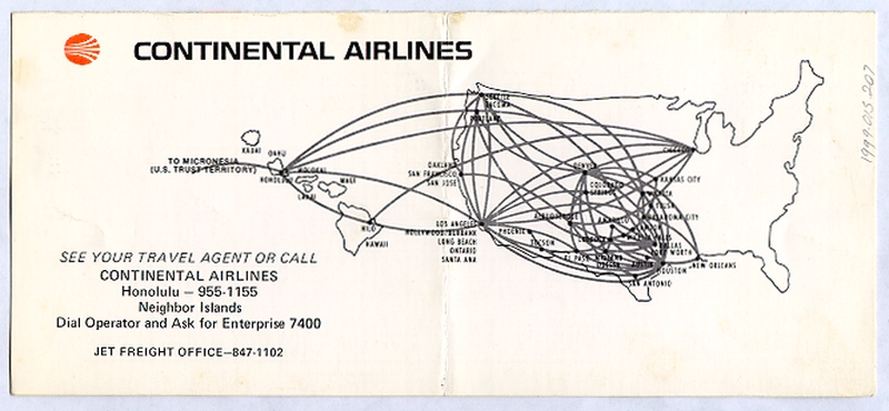 Image: timetable: Continental Airlines, quick reference Honolulu / Hilo
