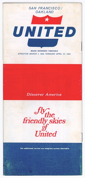 Image: timetable: United Air Lines, quick reference, San Francisco and Oakland