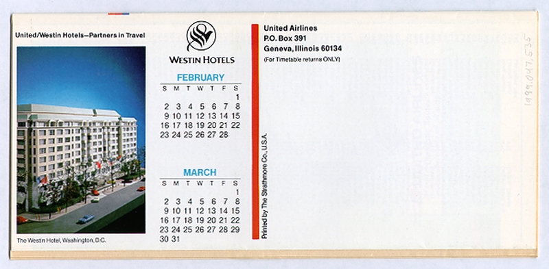Image: timetable: United Airlines, Royal Pacific Service