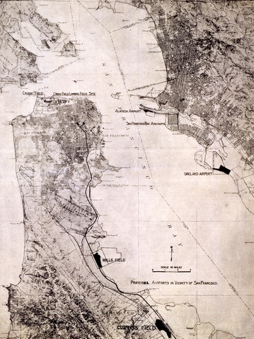 Map: San Francisco Bay Area, airfields