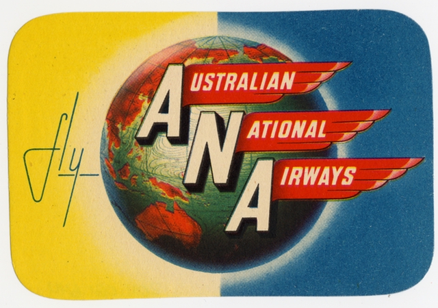 Luggage label: Australian National Airways