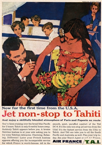 Advertisement: Air France, TAI (Transportes Aeriens Intercontinentaux), Sunset