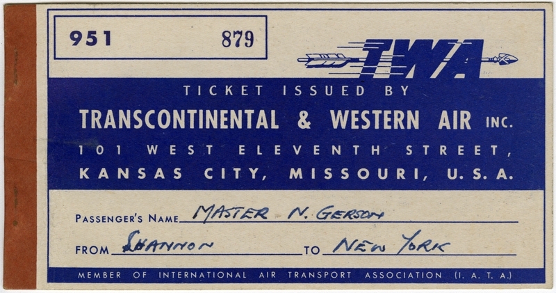 Image: flight information packet: TWA (Trans World Airlines), Lockheed L-049 Constellation, Boeing 377
