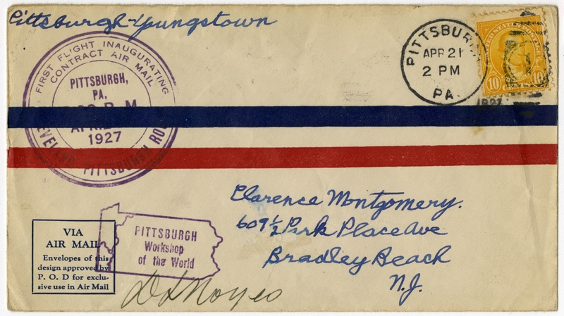Image: airmail flight cover: CAM-11, Cleveland - Pittsburgh route