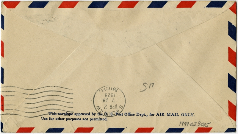 Image: airmail flight cover: CAM-27, Toledo - Chicago route