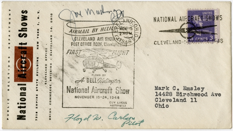 Image: airmail flight cover: National Aircraft Show, Cleveland, Ohio, 1946