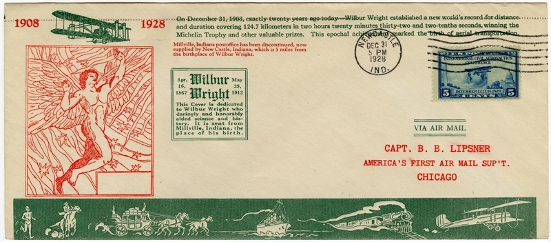 Image: airmail flight cover: Wright Brothers first flight, 20th Anniversary