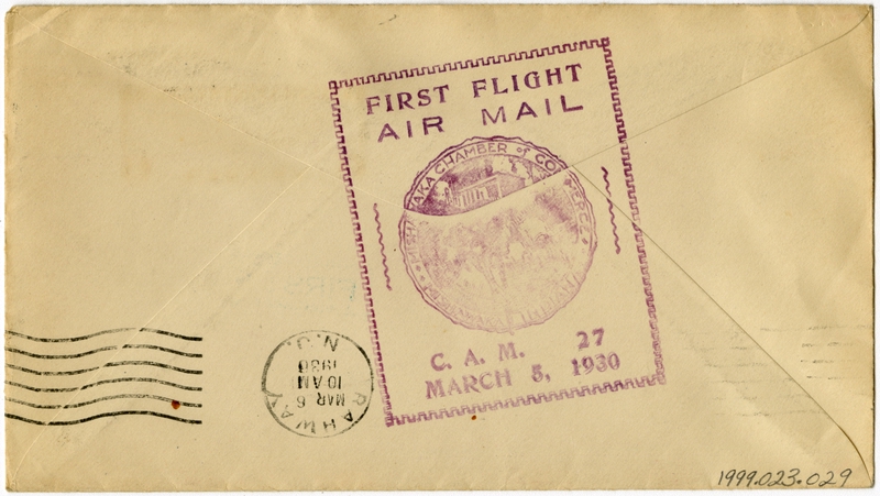 Image: airmail flight cover: first airmail flight, CAM-27, Mishawaka, Indiana - Chicago route