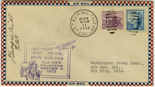 Image: airmail flight cover: first airmail flight, AM-34, Elk City, Oklahoma