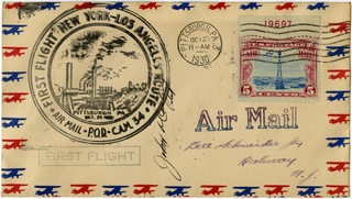 Image: airmail flight cover: first airmail flight, CAM-34, New York - Los Angeles route