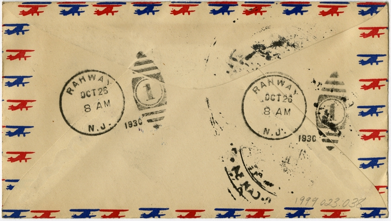 Image: airmail flight cover: first airmail flight, CAM-34, New York - Los Angeles route